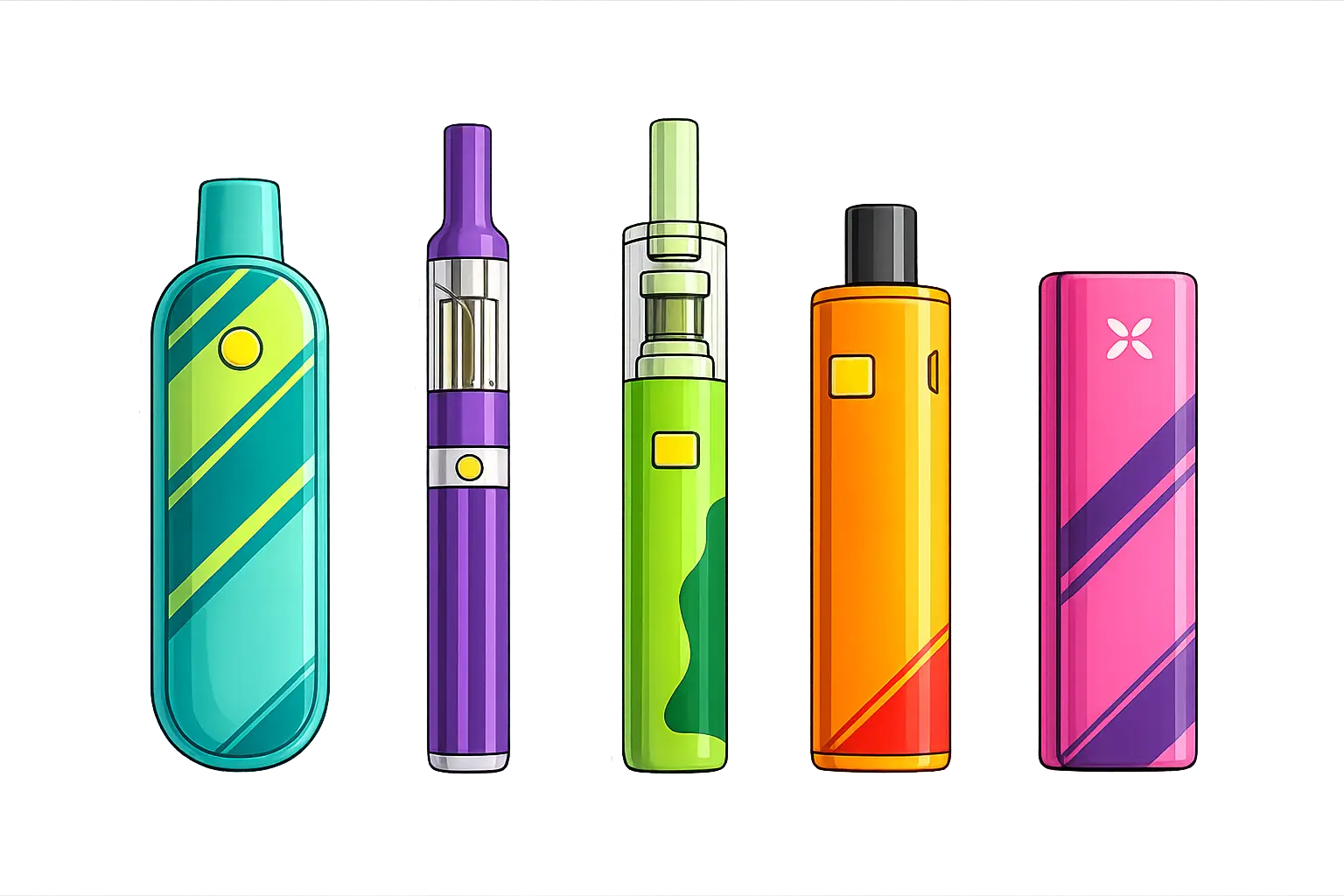 Cannabis vape device types illustration for The Phinest Buds blog about carts vs all in one vapes in Cheektowaga NY