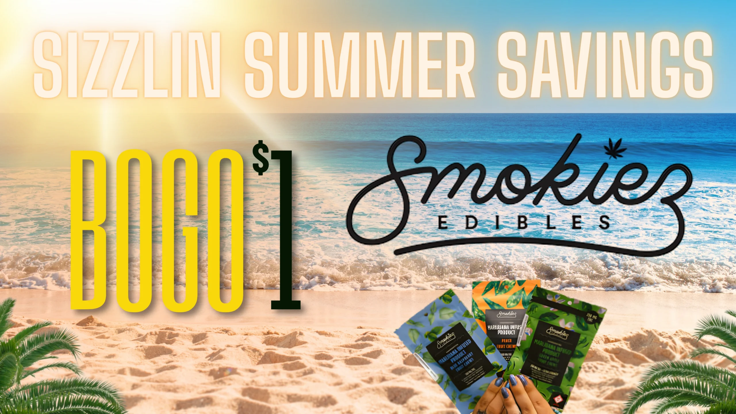 The Phinest Buds June cannabis sale graphic for BOGO for $1 Smokiez Edibles in Depew, NY.