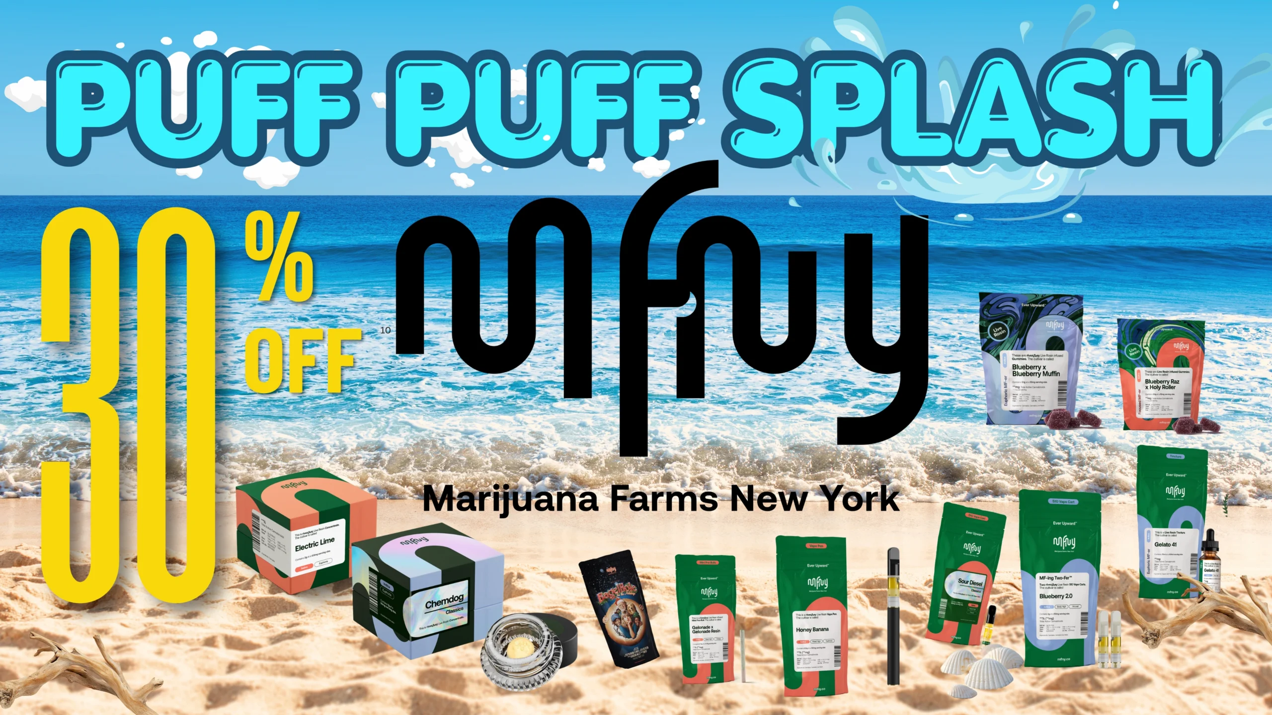 The Phinest Buds June cannabis sale graphic for MFNY 30% Off Assorted Products in Depew, NY.