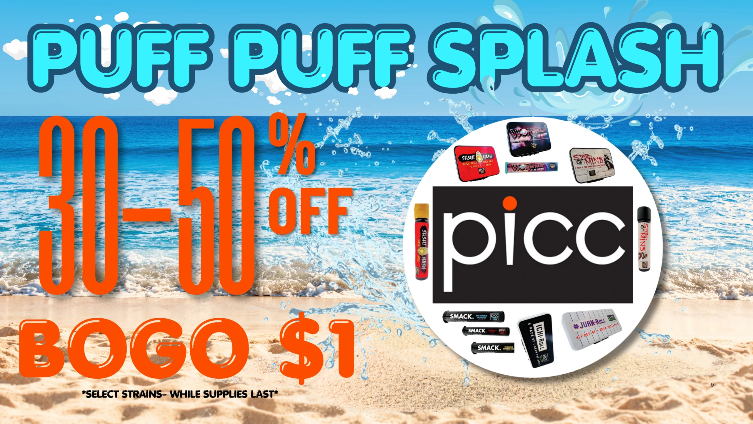 The Phinest Buds June cannabis sale graphic for PICC 30-50% Off + BOGO for $1 Select Strains in Depew, NY.