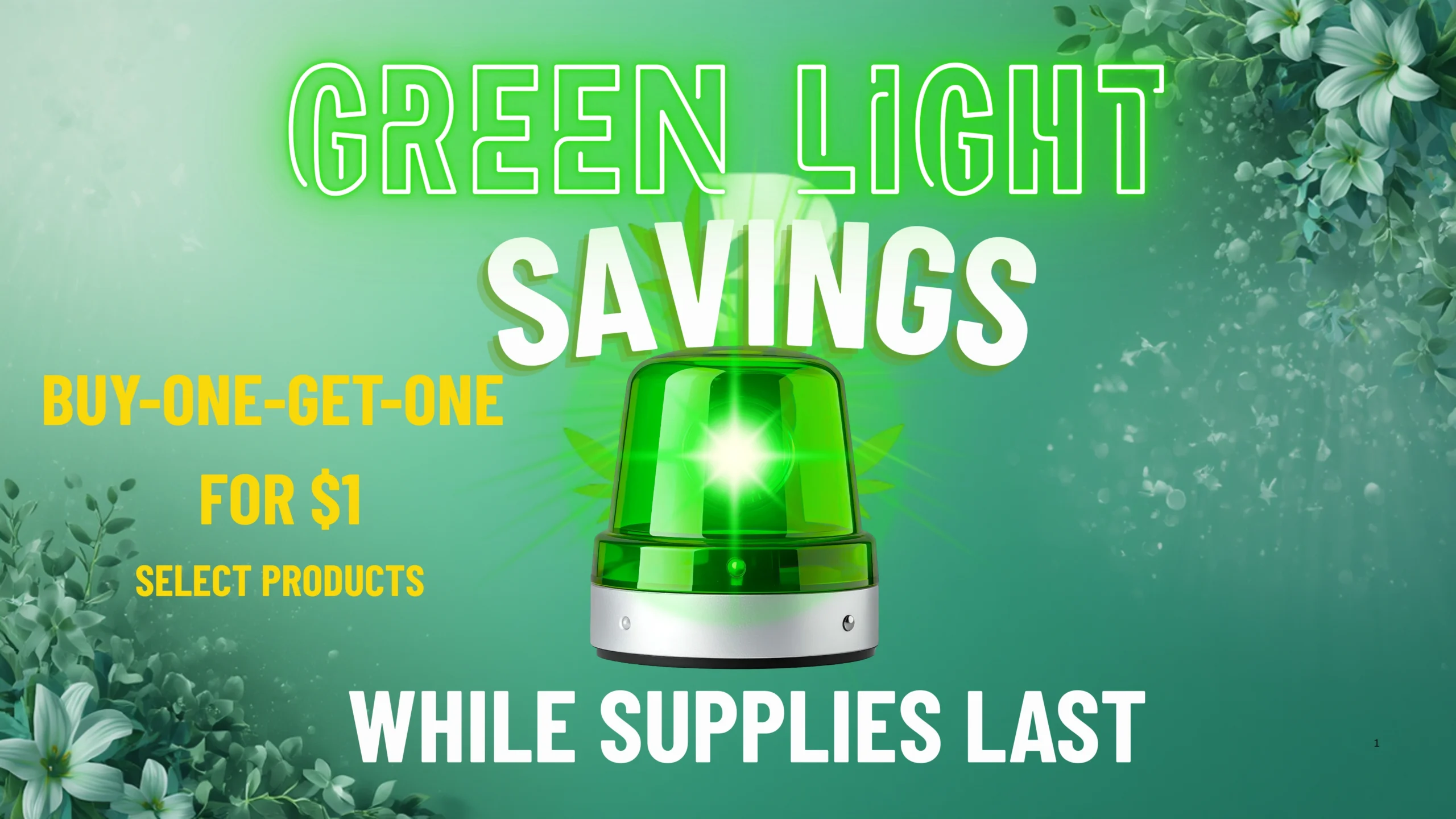 The Phinest Buds June cannabis sale graphic for Green Light Savings BOGO for $1 Select Products in Depew, NY.