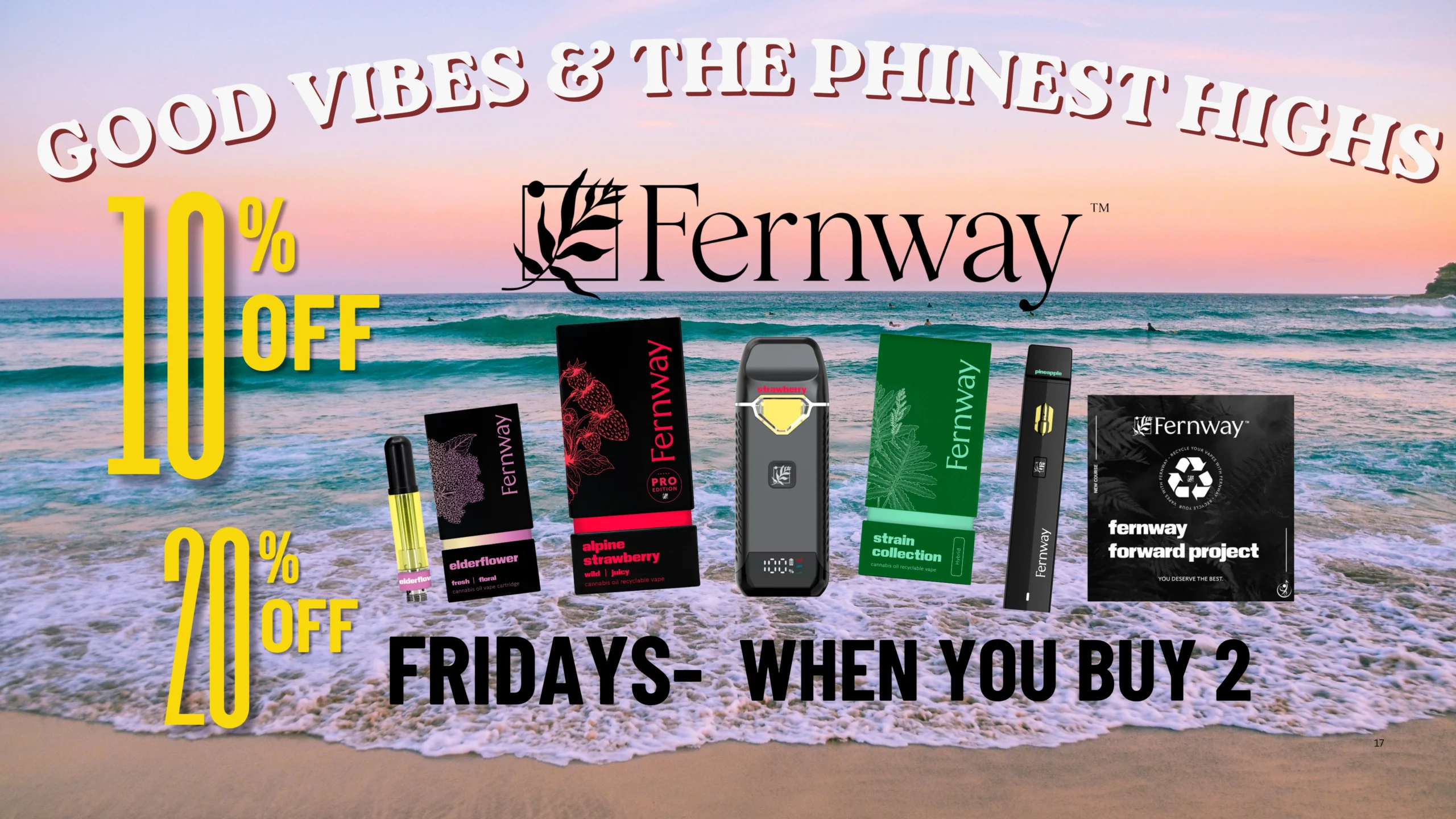 The Phinest Buds June cannabis sale graphic for Fernway Friday 10% Off / 20% Off When You Buy 2 in Depew, NY.